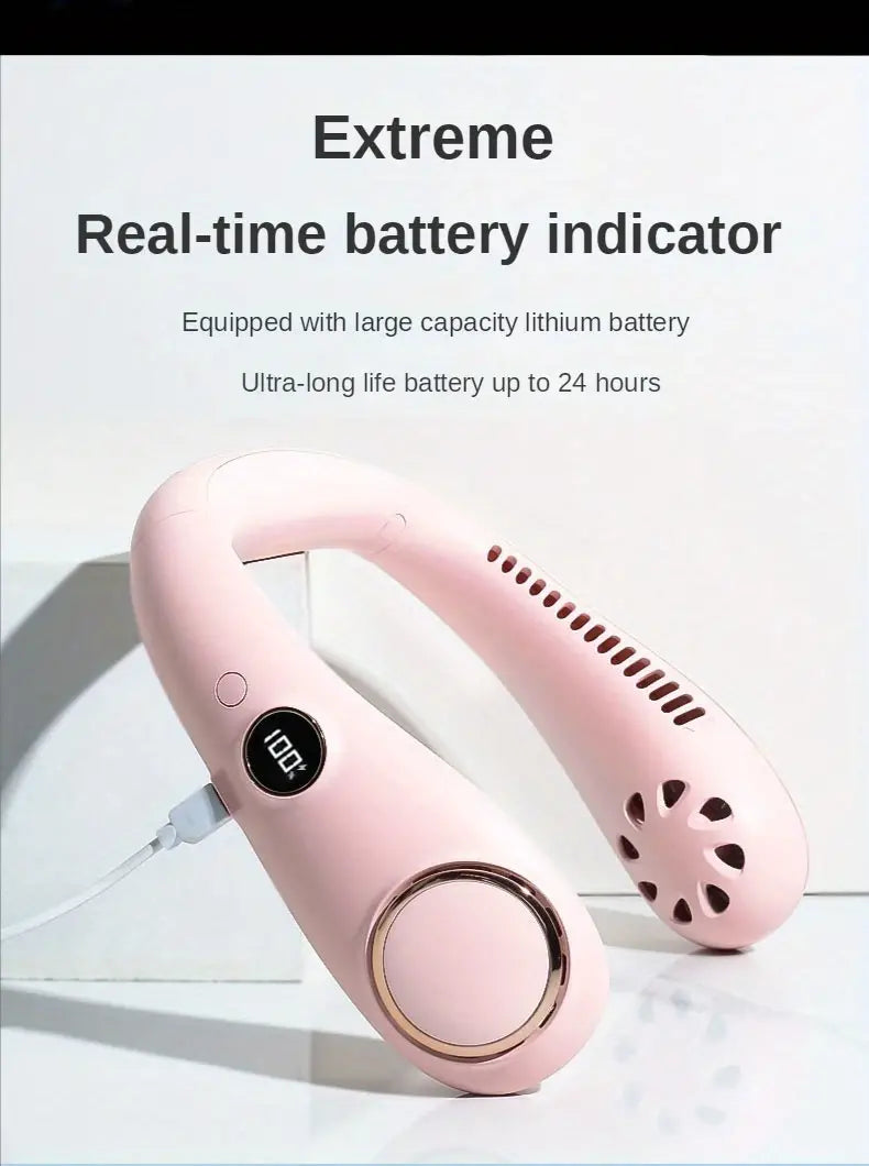 LumiBreeze - Portable LED Neck Fan for Summer Comfort and Coolness
