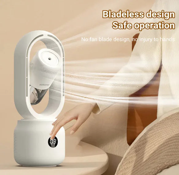 LumiBreeze - Bladeless USB Spray Mist Electric Fan & Air Humidifier (Rechargeable, Tabletop)