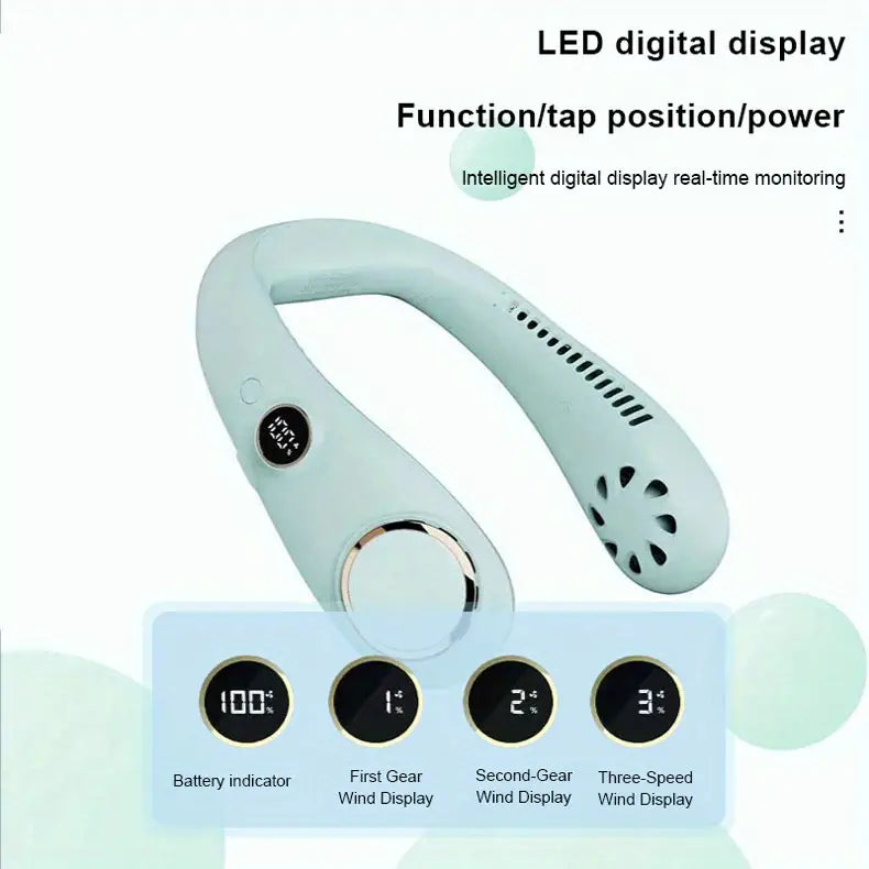LumiBreeze - Portable LED Neck Fan for Summer Comfort and Coolness
