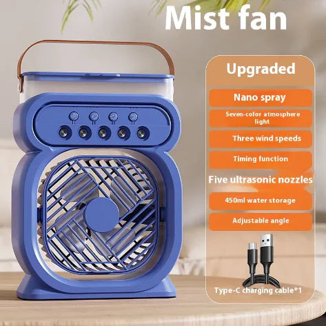 LumiBreeze - 3-in-1 Portable AC Fan with LED & Humidifier
