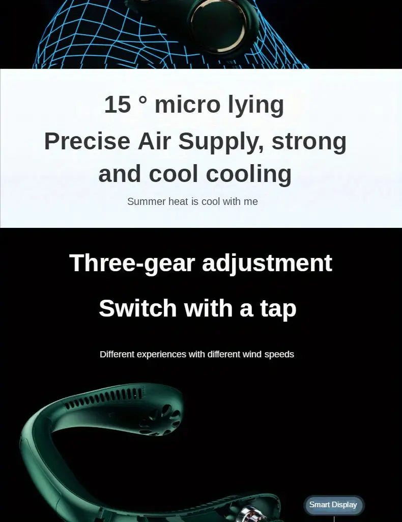 LumiBreeze - Portable LED Neck Fan for Summer Comfort and Coolness