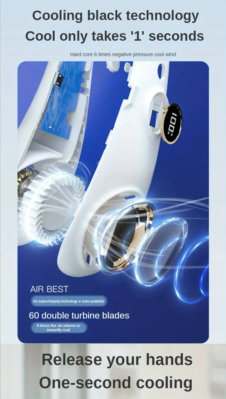 LumiBreeze - Portable LED Neck Fan for Summer Comfort and Coolness