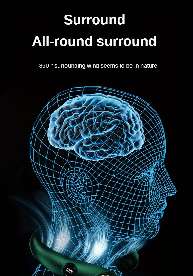 LumiBreeze - Portable LED Neck Fan for Summer Comfort and Coolness